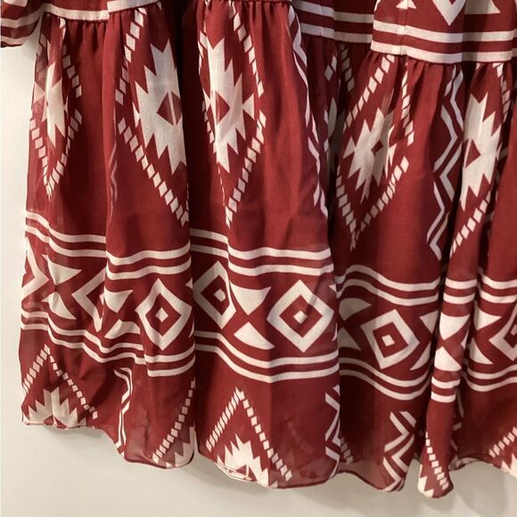 Sachin & Babi Lola Dress Crimson Red Aztec Border Print Cocktail Evening Party - Picture 10 of 14